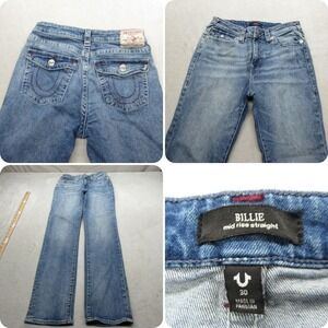 True Religion Billie Jeans Women 30 Mid Rise Straight Whisker Flap‎ 28x32 Actual
